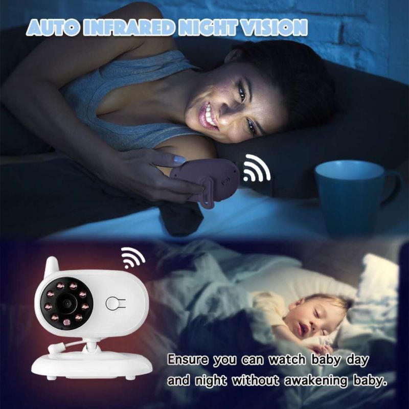 SP850 Wireless Video Baby Monitor 3.5 Inches LCD Night Vision 2 Way Audio Secure Connection for Child Safety