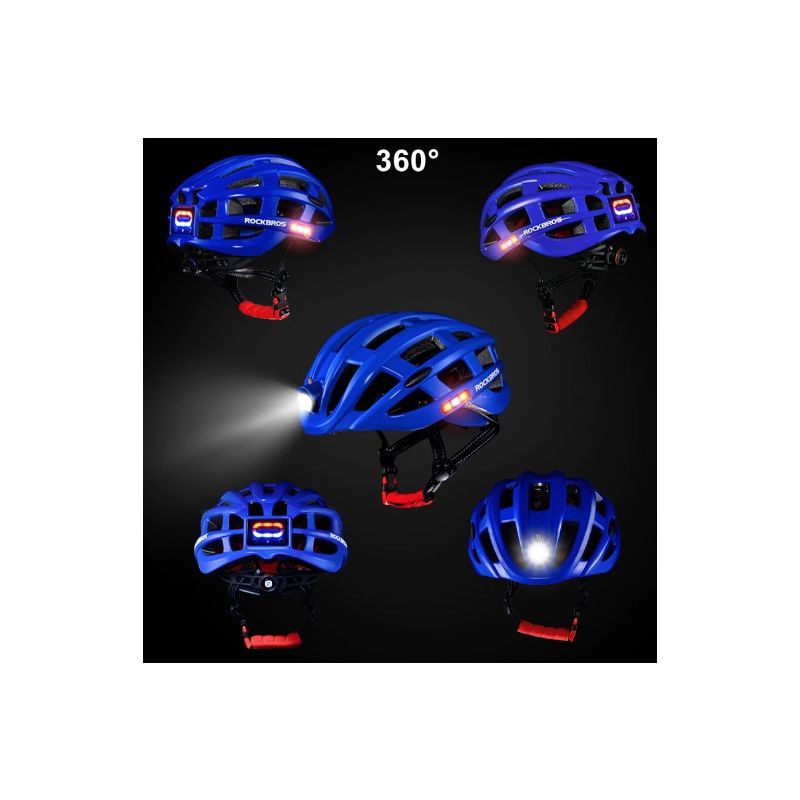 ROCKBROS Light Cycling Helmet Ultralight Helmet with Integrated Safety Lighting and USB Charging for Comfort