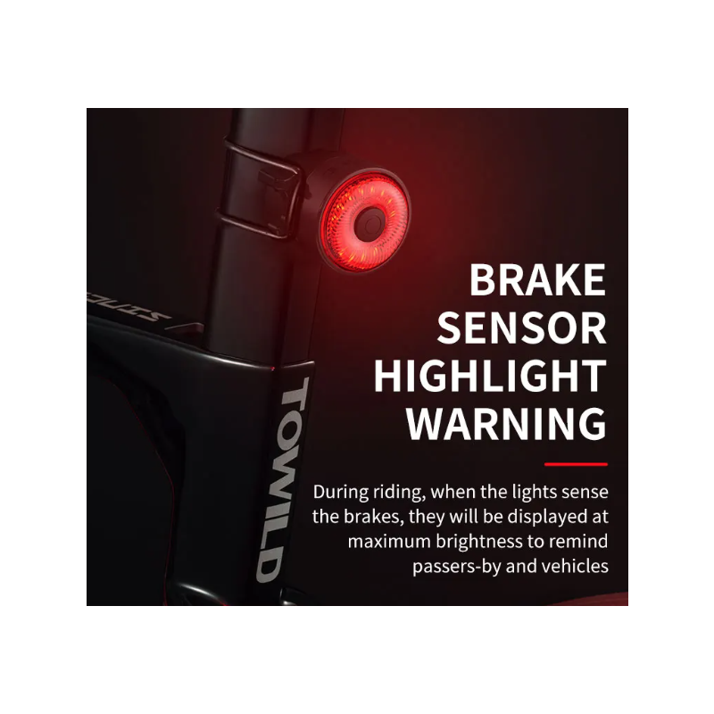 TOWILD TL03 Bicycle Smart Auto Brake Sensing Light LED Taillight Bike Accessories with Five Flash Modes