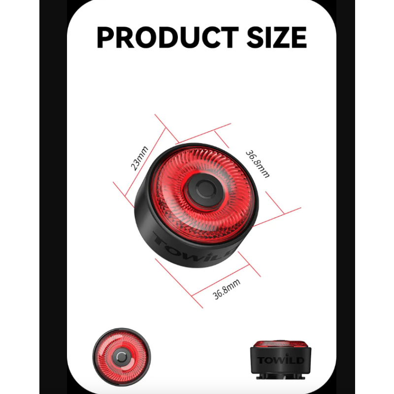 TOWILD TL03 Bicycle Smart Auto Brake Sensing Light LED Taillight Bike Accessories with Five Flash Modes