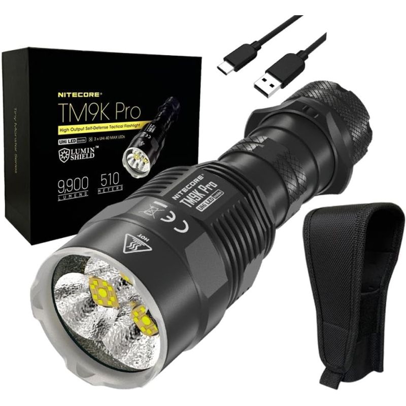 Nitecore TM9K PRO 9900 Lumen Durable Rechargeable Flashlight with USB-C and 510m Beam for Outdoor Adventures