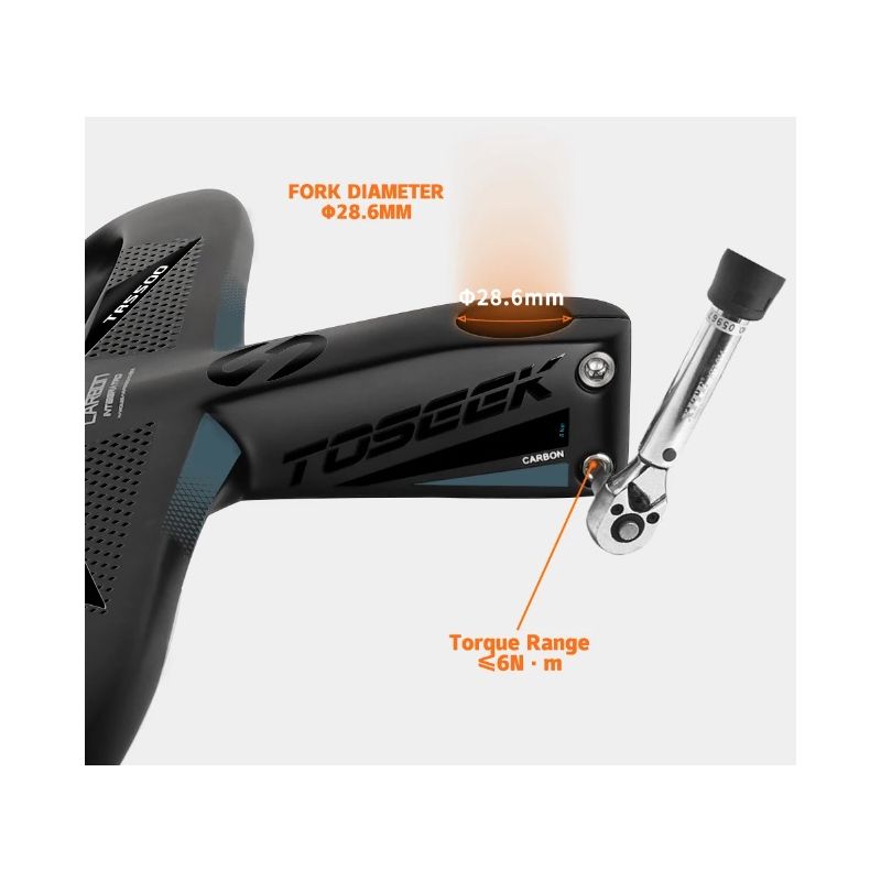 TOSEEK TR5500 Road Bike Handlebar Lightweight Full Carbon Fiber Stem Aerodynamic Design Matte Black Finish