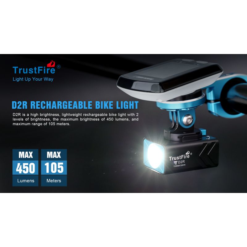 TrustFire D2R Bicycle Light 450LM Waterproof Front Light Type-C Rechargeable Cycling Lamp for Safety and Visibility