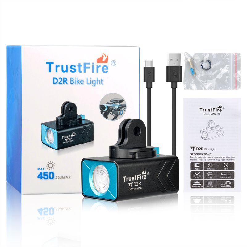 TrustFire D2R Bicycle Light 450LM Waterproof Front Light Type-C Rechargeable Cycling Lamp for Safety and Visibility