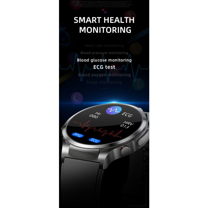 W11 Smart Watch 132 HD Heart Rate Blood Sugar ECG Body Temperature Fitness Bracelet for Health Monitoring