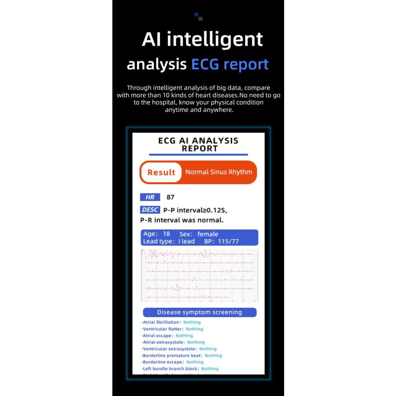 W11 Smart Watch 132 HD Heart Rate Blood Sugar ECG Body Temperature Fitness Bracelet for Health Monitoring