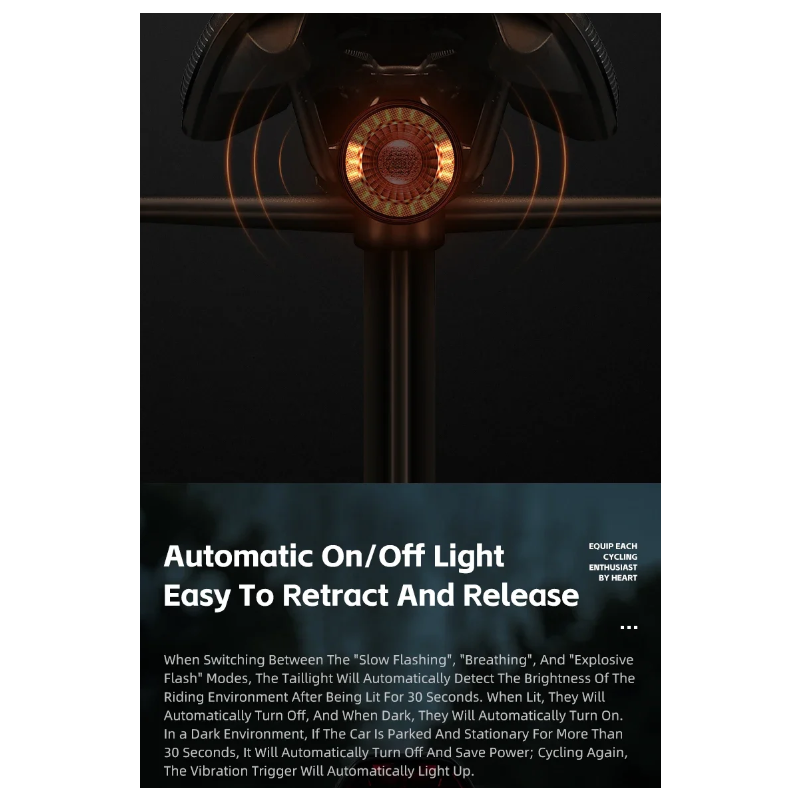 Versatile Bicycle Rear Light Smart Brake Sensor Wireless Remote Control Colorful Flash Rechargeable Light