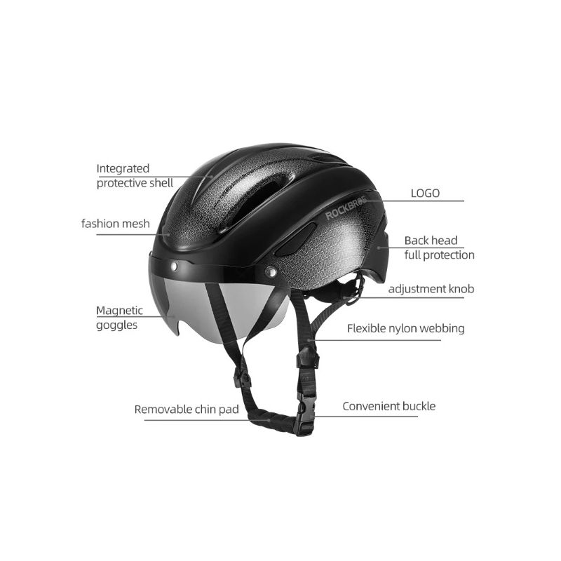 ROCKBROS Bicycle Helmet Ultralight Design with Integrated LED Light Magnetic Goggles Comfortable and Safe