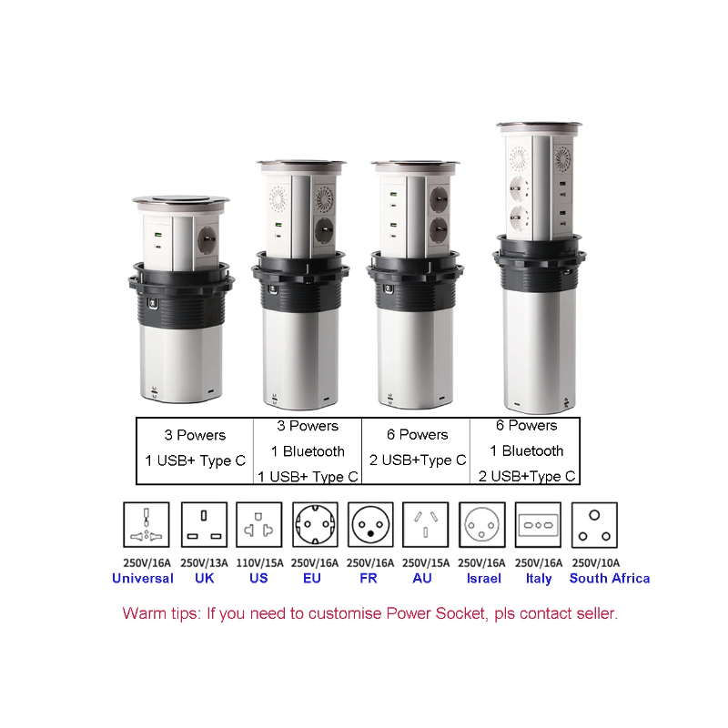 VENSTPOW Electric Lifting Sockets with USB Wireless Charging Motorized Pop Up Outlet for Organized Workspace