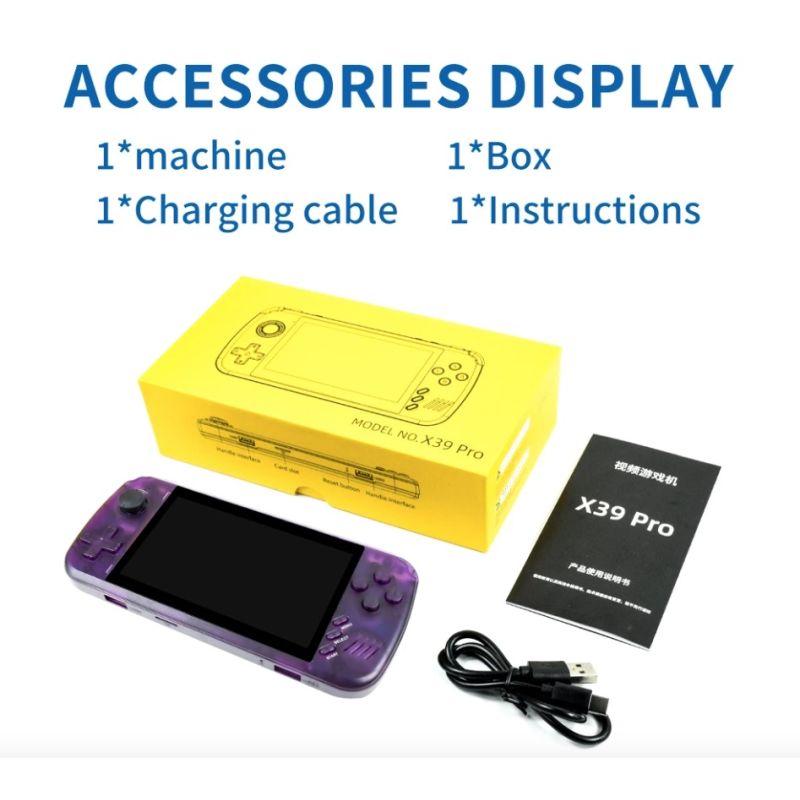 POWKIDDY X39pro Handheld Video Game Console 4.3 Inch IPS Retro Gaming with PS1 Support and HD Output