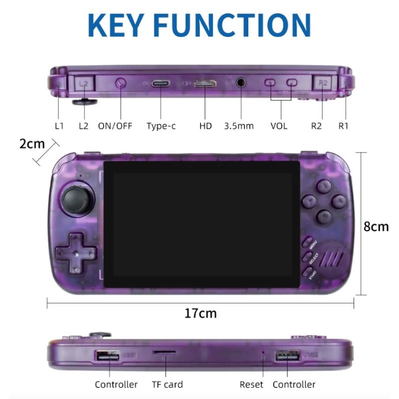 POWKIDDY X39pro Handheld Video Game Console 4.3 Inch IPS Retro Gaming with PS1 Support and HD Output