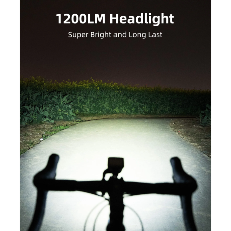 XOSS XL-1200 Bike Headlight 1200 Lumens Rechargeable Front Lamp Waterproof for Night Riding and Commuting