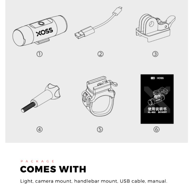 XOSS XL-400 Bike Light 400 Lumens USB Rechargeable Waterproof Headlight for Urban Cycling and MTB