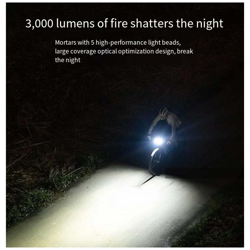 XOSS XL3000 Bike Light 3000 Lumens Waterproof Rechargeable Headlight for Night Rides Cycling Safety