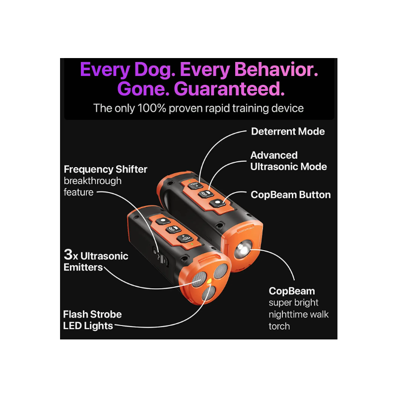 Rechargeable Pet Dog Repeller with Ultrasonic Technology Effective Dog Bark Control and LED Flashlight