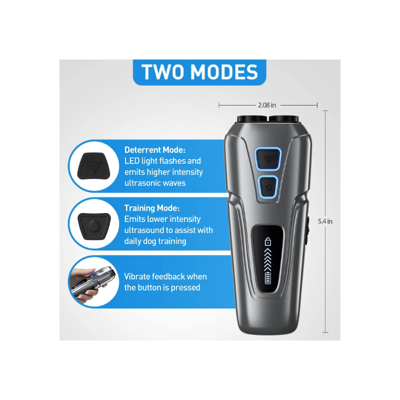 Ultrasonic Dog Repeller with LED Flashlight Portable Anti Barking Solution Humane Dog Training Device