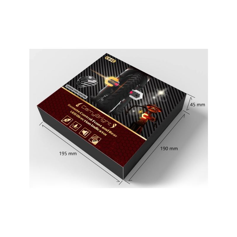 CarryBright carbon fiber 4 Pcs Bike Tail Light with Turn Signals, USB Rechargeable Bike Turn Signals Front and Rear Bright LED Safety Warning, Wireless Remote Control Waterproof Bicycle Turn Signals Light for Ebike