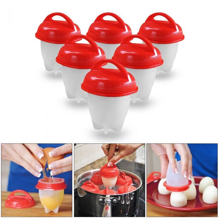 6Pcs Hard Boiled Silicone Egg Cooker Non Stick Without the Shell as seen on TV 