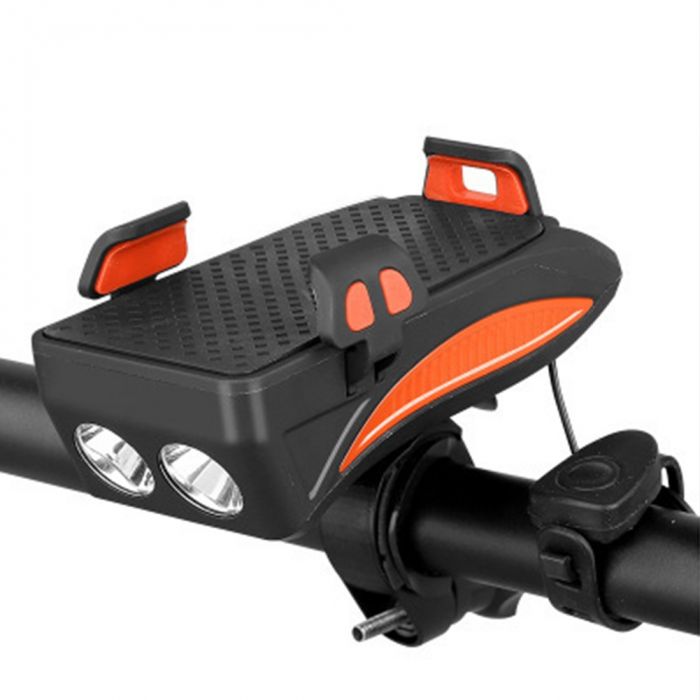 USB Rechargeable LED Bicycle Headlight Handlebar Bike Cell Phone iPhone Holder 