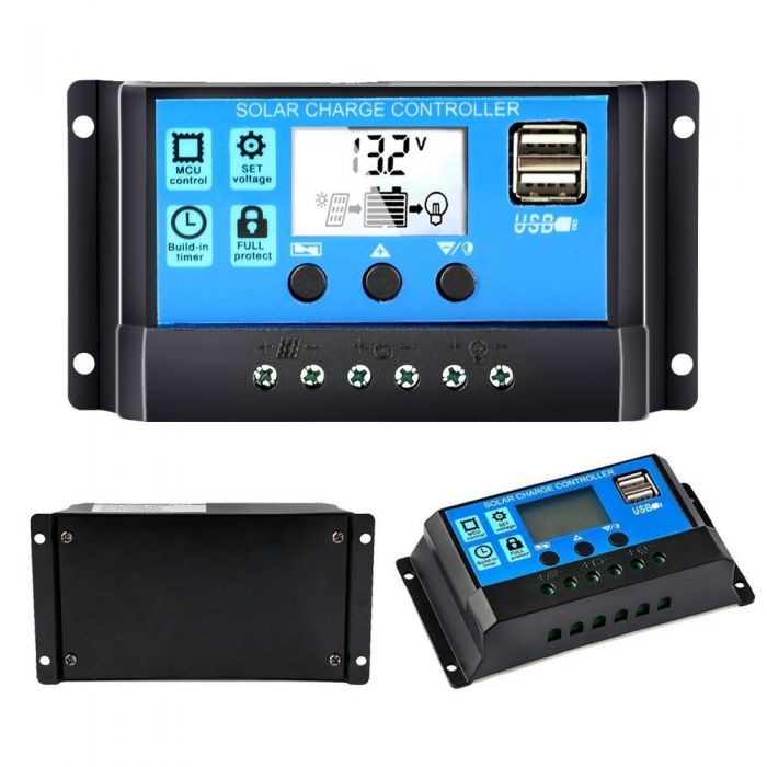 10A 20A 30A PWM LCD Solar Panel Battery Regulators Charge Controller 12/24V AU 