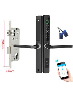 APP Waterproof Smart Fingerprint Door Lock Black Aluminum Password Card Lock Multi-Unlock Options Bluetooth