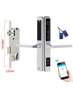 APP Waterproof Smart Fingerprint Door Lock Silver Multi-Functional Outdoor Security with IC Card Access