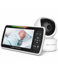 SM650 Baby Monitor 5-inch Lullaby Video Intercom Cry Alarm VOX Mode Nanny Camera and Audio Remote Night Vision