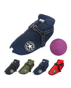 Large Pet Dog Jacket With Harness Winter Warm Dog Clothes For Labrador Waterproof Big Dog Coat Chihuahua French Bulldog Outfits