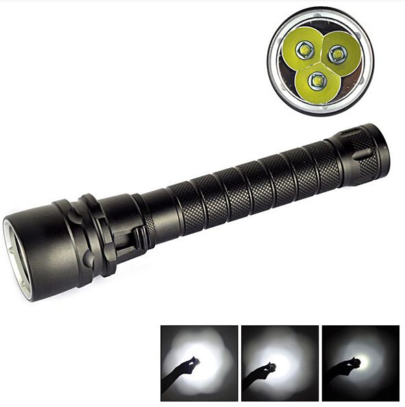 200000LM T6 Diving Flashlight Waterproof Light Underwater Torch with Safety Cone