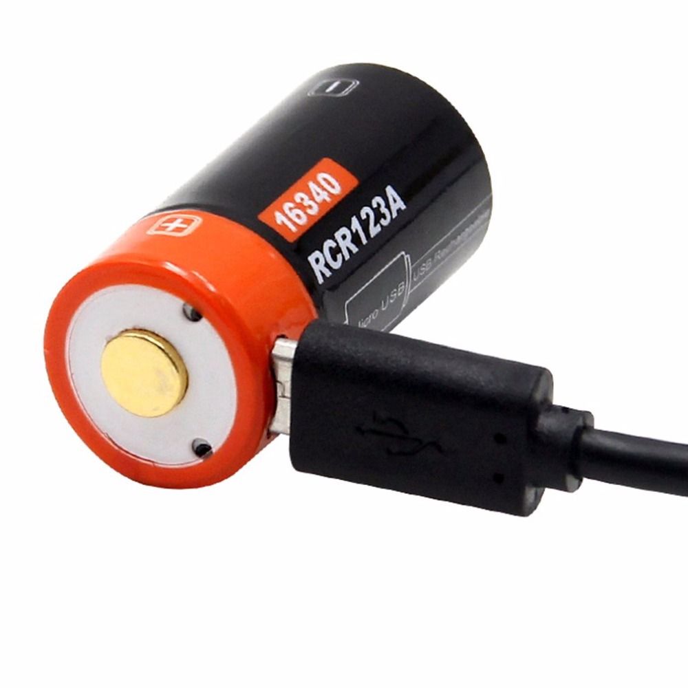 16340 650mAh 3.7V Micro USB Rechargeable Li-ion Battery Eco-Friendly Long-Lasting for Flashlights and Gear
