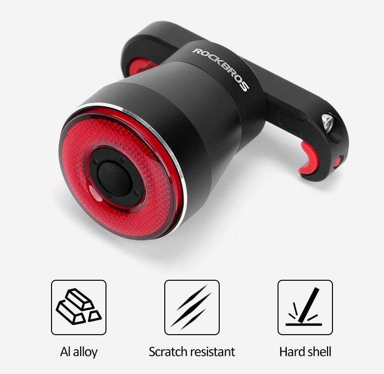 ROCKBROS Q5 Bicycle Smart Light Auto Brake Sensing LED Taillight IPX6 Waterproof Cycling Safety Equipment