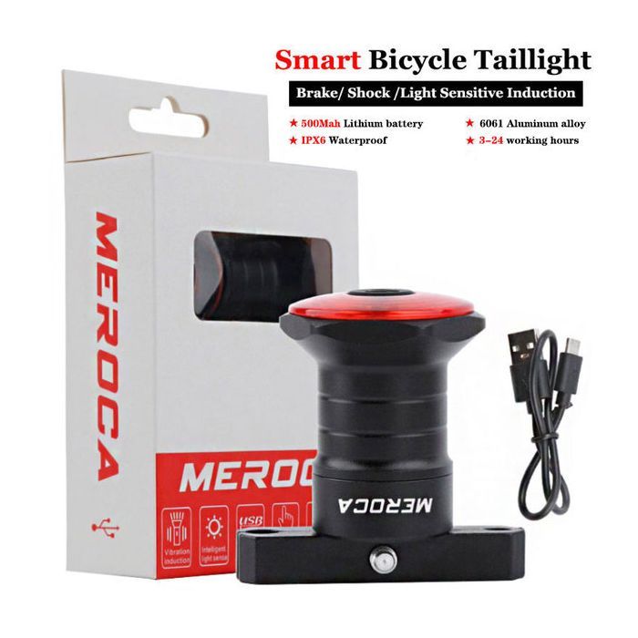 Smart Bicycle Tail Light with Auto Start Stop Brake Light USB Charge IPX6 Waterproof Cycling Safety Light