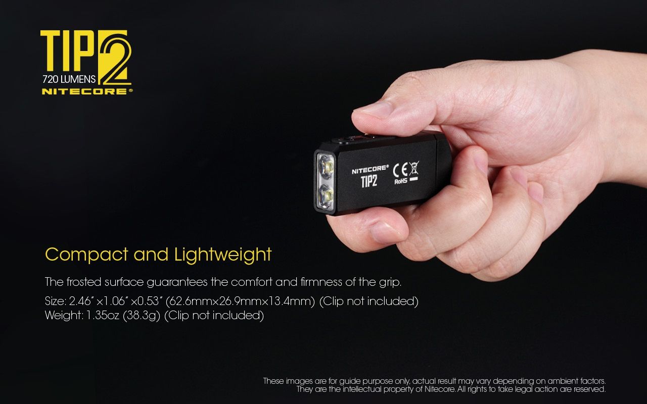 NITECORE TIP2 Keychain Flashlight 720 Lumens USB Rechargeable LED Light for Camping Gear or Everyday Carry