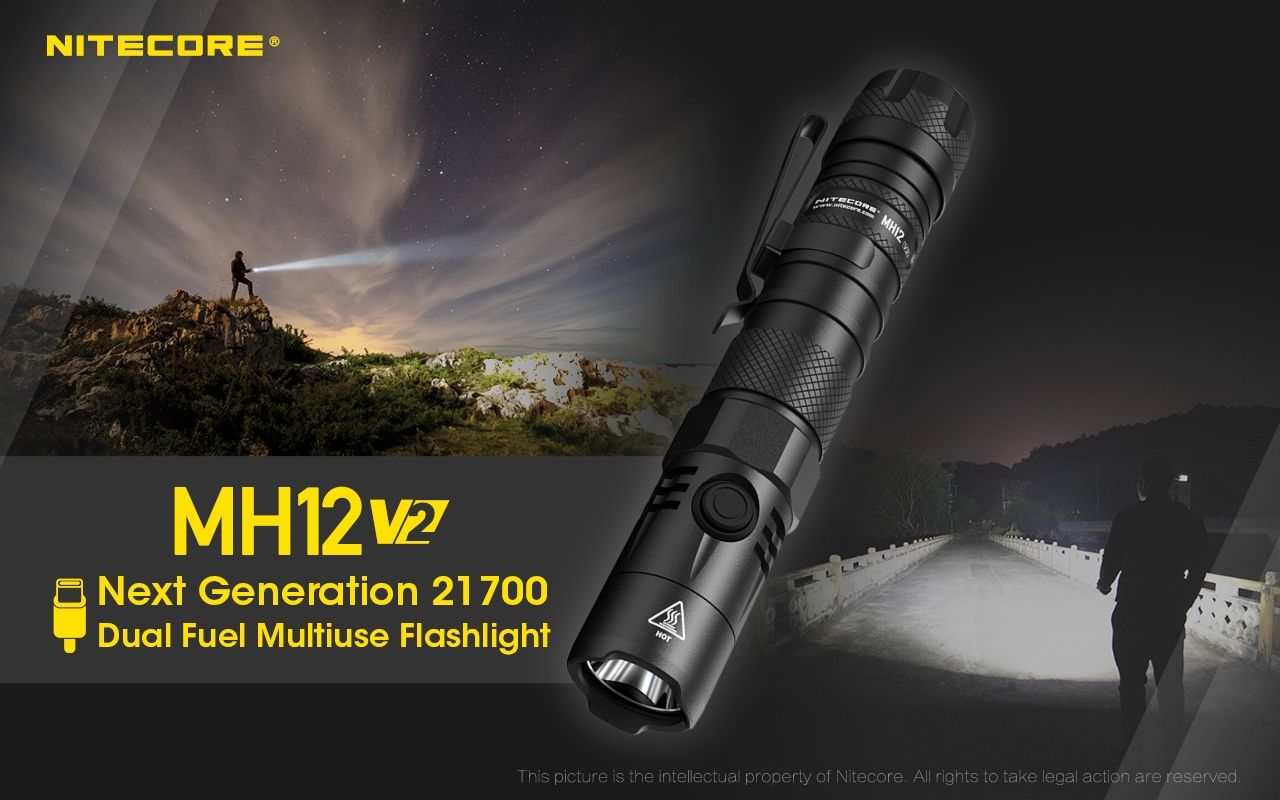 Nitecore MH12 V2 XP-L2 V6 LED Flashlight 1200 Lumens Portable Bright Outdoor Lighting Reliable Illumination