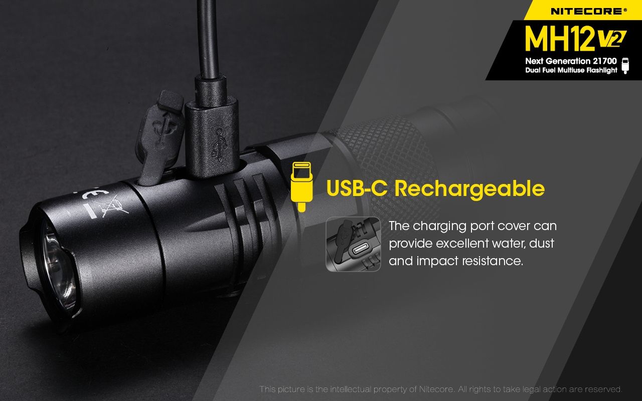 Nitecore MH12 V2 XP-L2 V6 LED Flashlight 1200 Lumens Portable Bright Outdoor Lighting Reliable Illumination