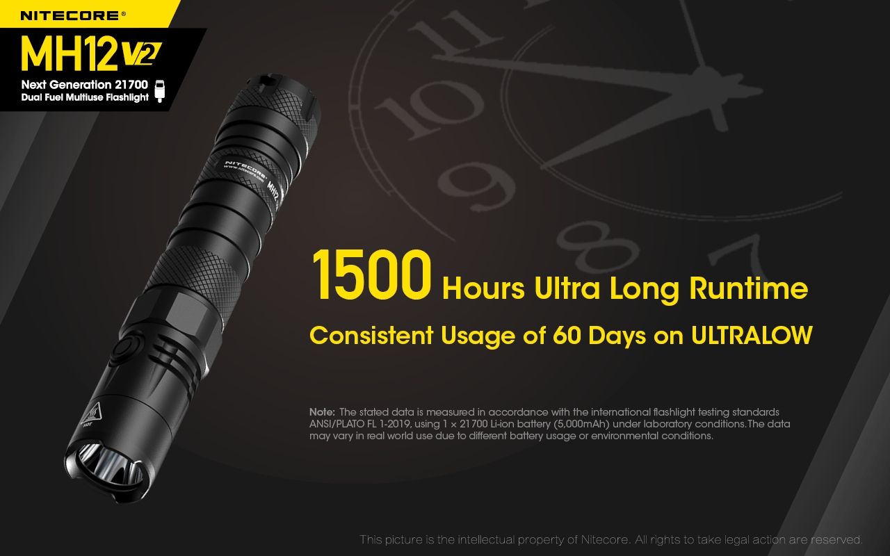 Nitecore MH12 V2 XP-L2 V6 LED Flashlight 1200 Lumens Portable Bright Outdoor Lighting Reliable Illumination