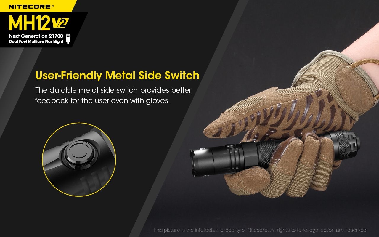 Nitecore MH12 V2 XP-L2 V6 LED Flashlight 1200 Lumens Portable Bright Outdoor Lighting Reliable Illumination