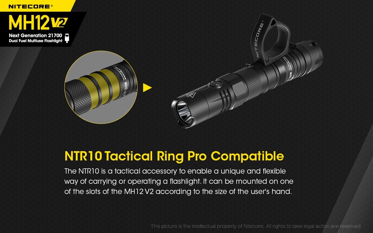 Nitecore MH12 V2 XP-L2 V6 LED Flashlight 1200 Lumens Portable Bright Outdoor Lighting Reliable Illumination