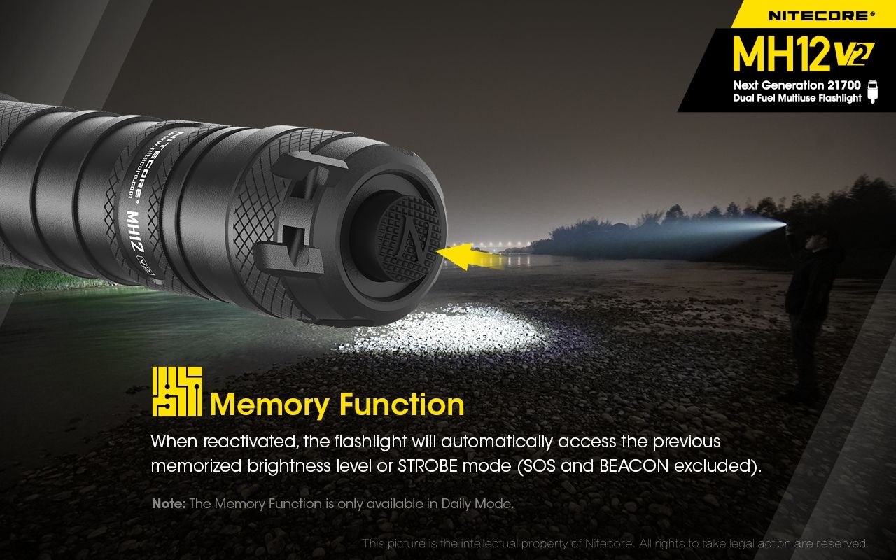 Nitecore MH12 V2 XP-L2 V6 LED Flashlight 1200 Lumens Portable Bright Outdoor Lighting Reliable Illumination