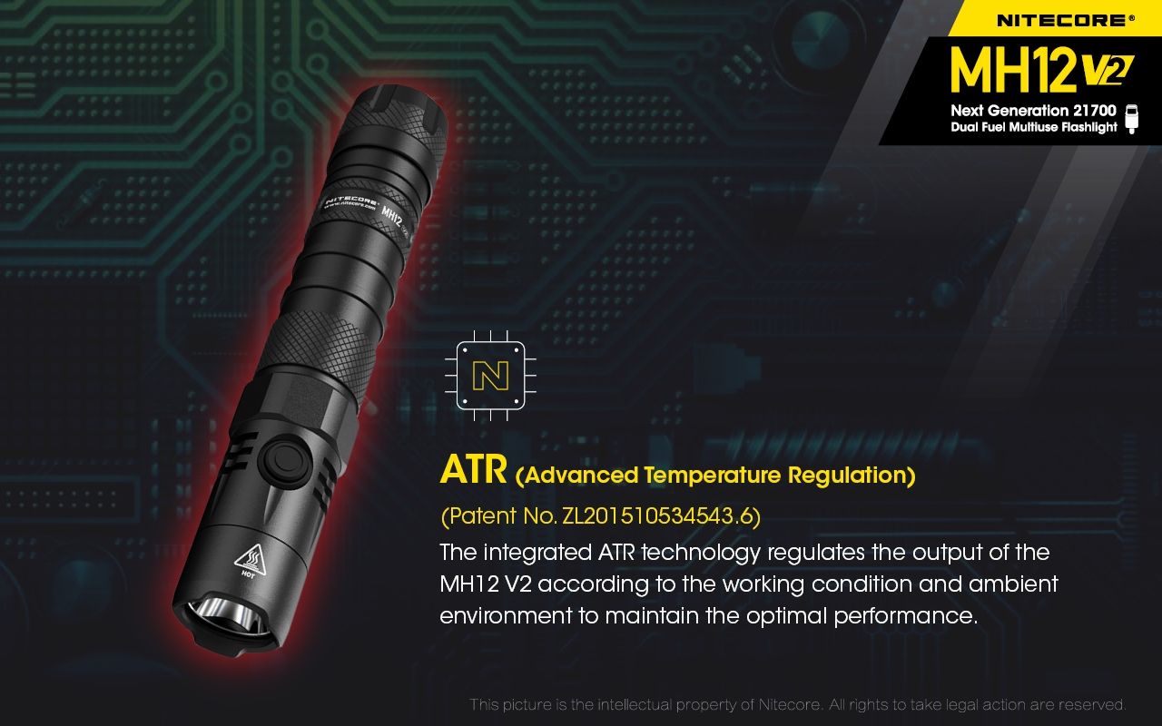 Nitecore MH12 V2 XP-L2 V6 LED Flashlight 1200 Lumens Portable Bright Outdoor Lighting Reliable Illumination