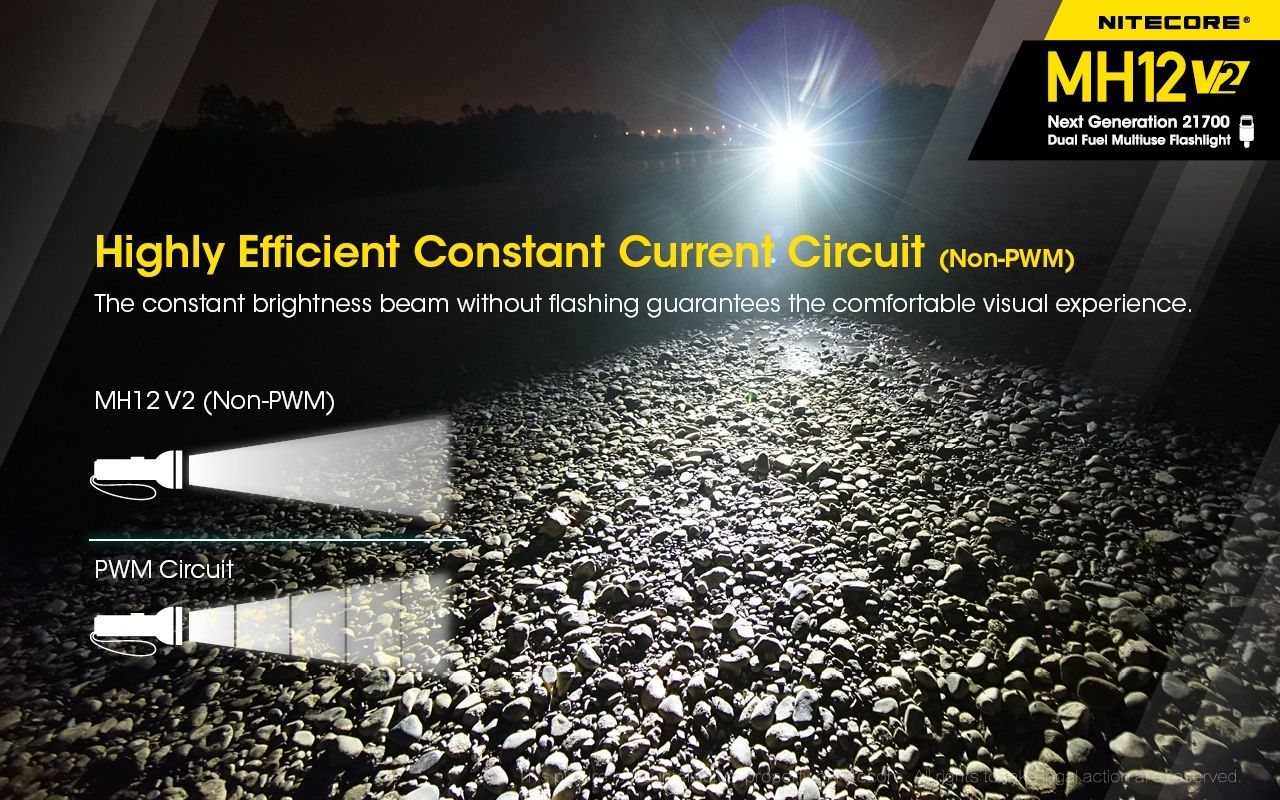 Nitecore MH12 V2 XP-L2 V6 LED Flashlight 1200 Lumens Portable Bright Outdoor Lighting Reliable Illumination