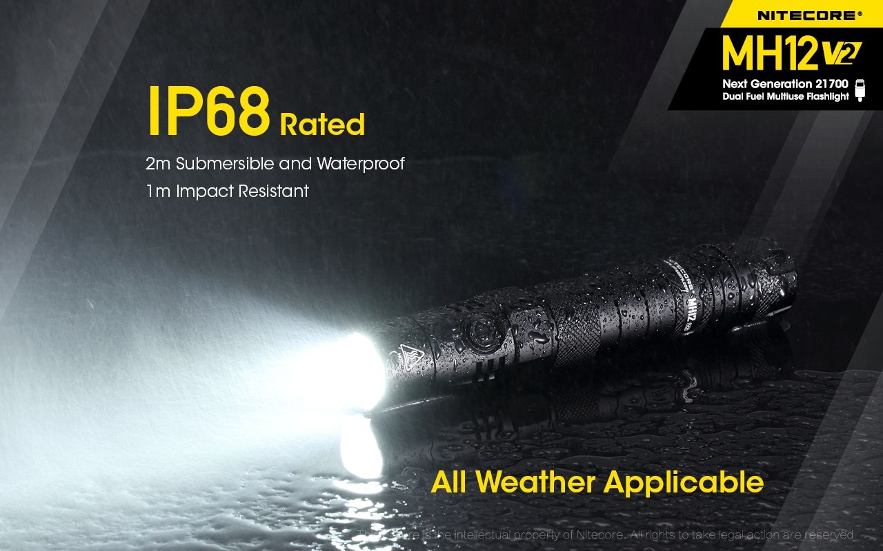 Nitecore MH12 V2 XP-L2 V6 LED Flashlight 1200 Lumens Portable Bright Outdoor Lighting Reliable Illumination