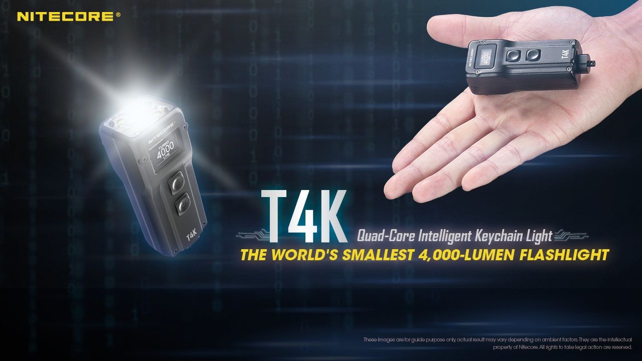 Nitecore T4K 4000 Lumens Portable Keychain Flashlight USB-C Compact Outdoor Gear with XP-L2 V6 LEDs