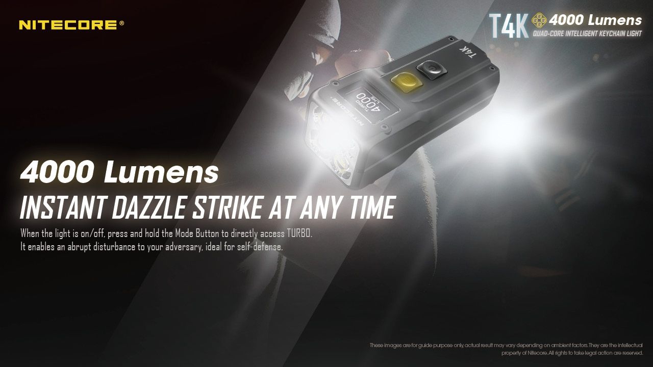 Nitecore T4K 4000 Lumens Portable Keychain Flashlight USB-C Compact Outdoor Gear with XP-L2 V6 LEDs