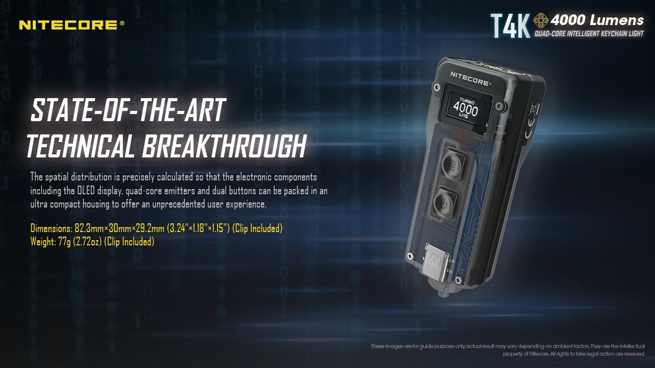Nitecore T4K 4000 Lumens Portable Keychain Flashlight USB-C Compact Outdoor Gear with XP-L2 V6 LEDs