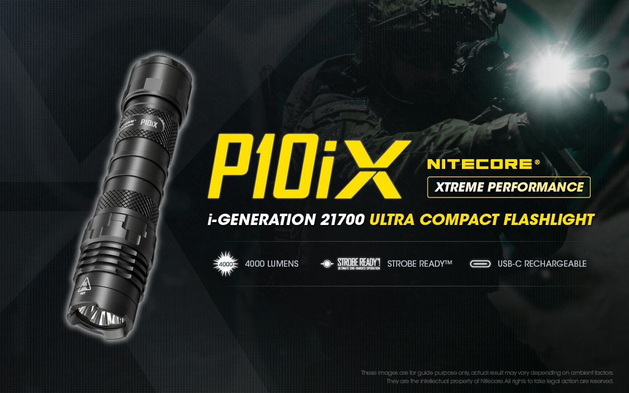 Nitecore P10iX 4000 Lumens Powerful Tactical Flashlight 4 x XP-L2 V6 LED 158m Beam Long Runtime Durability