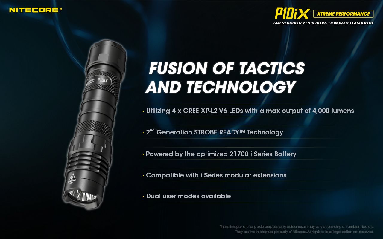 Nitecore P10iX 4000 Lumens Powerful Tactical Flashlight 4 x XP-L2 V6 LED 158m Beam Long Runtime Durability