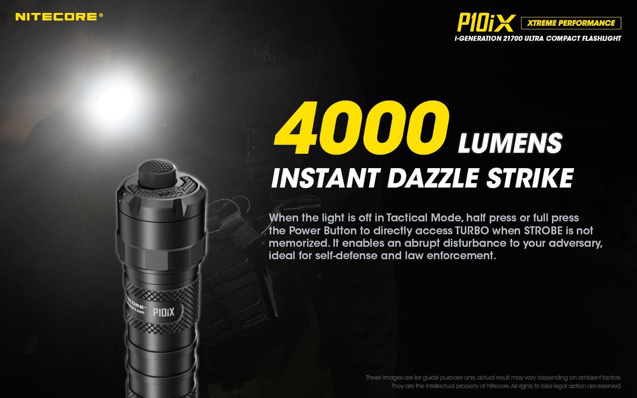 Nitecore P10iX 4000 Lumens Powerful Tactical Flashlight 4 x XP-L2 V6 LED 158m Beam Long Runtime Durability