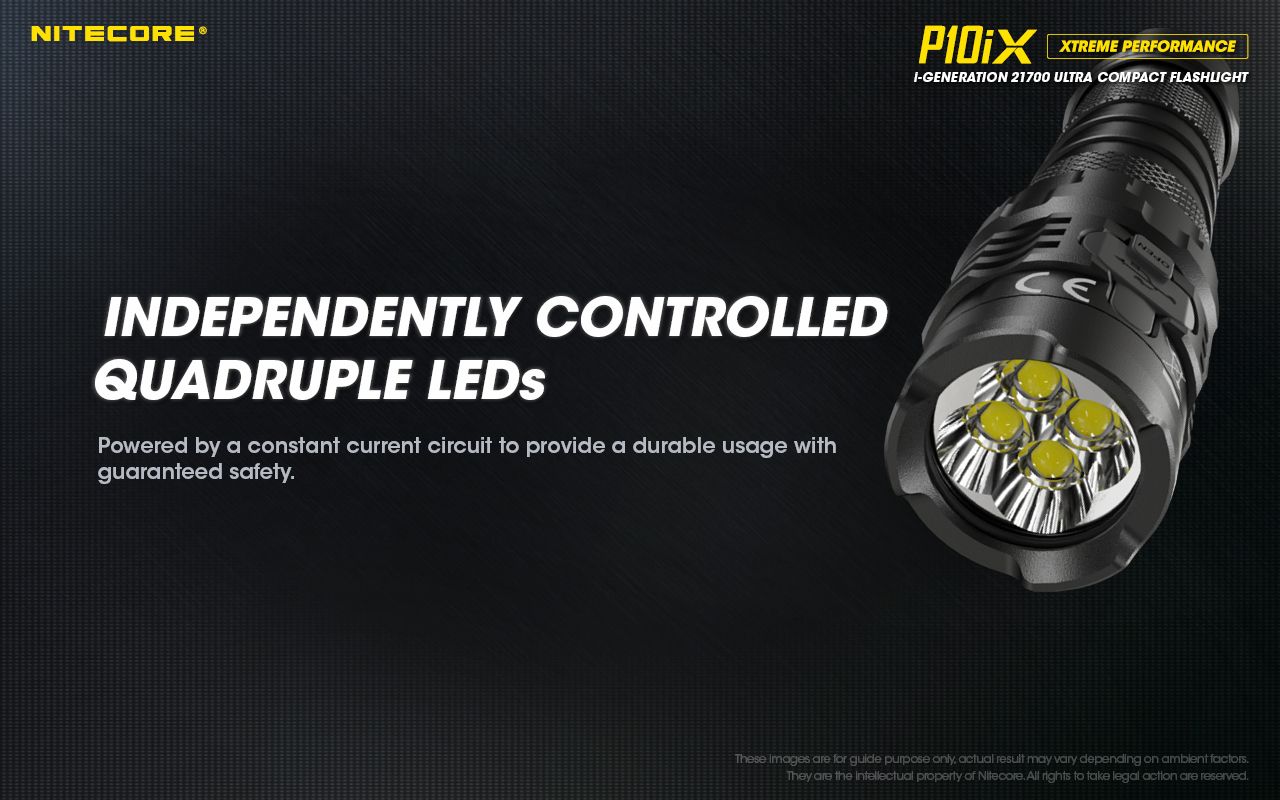 Nitecore P10iX 4000 Lumens Powerful Tactical Flashlight 4 x XP-L2 V6 LED 158m Beam Long Runtime Durability
