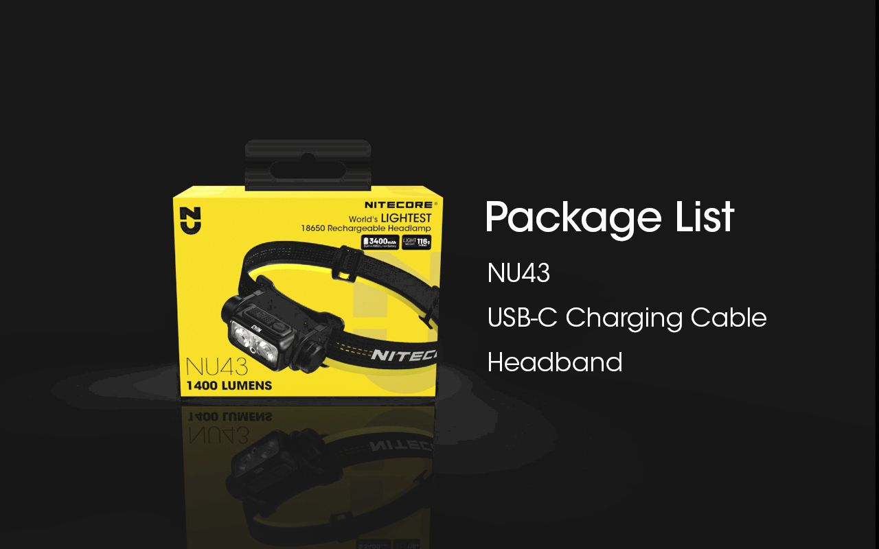 NITECORE NU43 Rechargeable Headlamp 1400 Lumens Red White Light Long Battery Life Outdoor Camping Gear